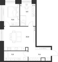 2-BD Apartment Sale, 56.3平方米 at Voice Towers, 1st Grayvoronovsky Drive, Moscow, Russia #4