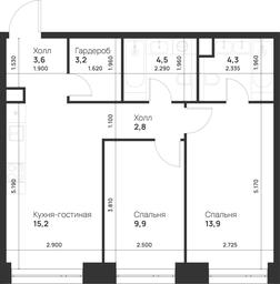 2-BD Apartment Sale, 57.4 sq. m. at Voice Towers, 1st Grayvoronovsky Drive, Moscow, Russia #4