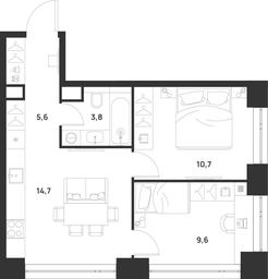 2-BD Apartment Sale, 44.4 sq. m. at Voice Towers, 1st Grayvoronovsky Drive, Moscow, Russia #4