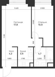 1-BD Apartment Sale, 41.5平方米 at Voice Towers, 1st Grayvoronovsky Drive, Moscow, Russia #4