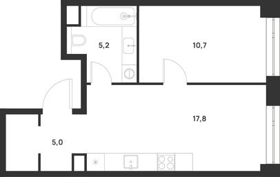 1-BD Apartment Sale, 38.7平方米 at Voice Towers, 1st Grayvoronovsky Drive, Moscow, Russia #3