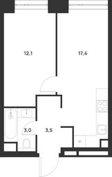 1-BD Apartment Sale, 36平方米 at Voice Towers, 1st Grayvoronovsky Drive, Moscow, Russia #3