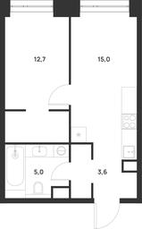 1-BD Apartment Sale, 36.3 sq. m. at Voice Towers, 1st Grayvoronovsky Drive, Moscow, Russia #3