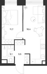 1-BD Apartment Sale, 36.7平方米 at Voice Towers, 1st Grayvoronovsky Drive, Moscow, Russia #4
