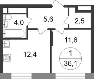 Apartment Sale, 36.1 sq. m. at Peredelkino Blizhnee, Korneya Chukovskogo Street, 1, Vnukovskoye Settlement, Moscow, Russia #2