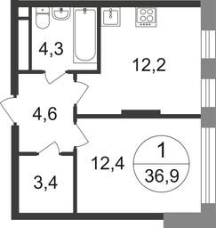 Apartment Sale, 36.9 sq. m. at Peredelkino Blizhnee, Korneya Chukovskogo Street, 1, Vnukovskoye Settlement, Moscow, Russia #2