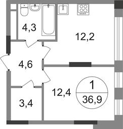 Apartment Sale, 36.9平方米 at Peredelkino Blizhnee, Korneya Chukovskogo Street, 1, Vnukovskoye Settlement, Moscow, Russia #2 Apartment Sale, 36.9平方米 at Peredelkino Blizhnee, Korneya Chukovskogo Street, 1, Vnukovskoye Settlement, Moscow, Russia #2