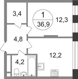 Apartment Sale, 36.9平方米 at Peredelkino Blizhnee, Korneya Chukovskogo Street, 1, Vnukovskoye Settlement, Moscow, Russia #2 Apartment Sale, 36.9平方米 at Peredelkino Blizhnee, Korneya Chukovskogo Street, 1, Vnukovskoye Settlement, Moscow, Russia #2