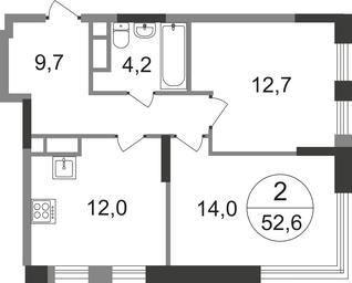 2-BD Apartment Sale, 52.6 sq. m. at Peredelkino Blizhnee, Korneya Chukovskogo Street, 1, Vnukovskoye Settlement, Moscow, Russia #2