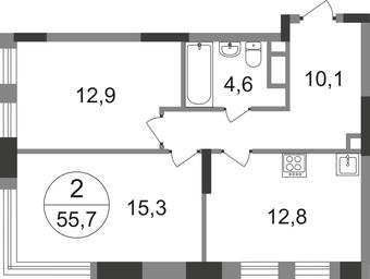 2-BD Apartment Sale, 55.7 sq. m. at Peredelkino Blizhnee, Korneya Chukovskogo Street, 1, Vnukovskoye Settlement, Moscow, Russia #2 2-BD Apartment Sale, 55.7 sq. m. at Peredelkino Blizhnee, Korneya Chukovskogo Street, 1, Vnukovskoye Settlement, Moscow, Russia #2