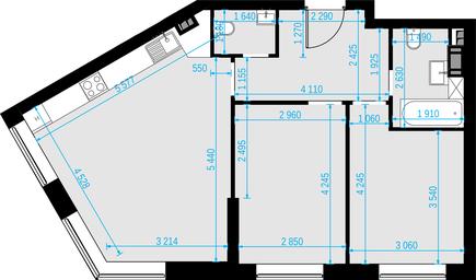 2-BD Apartment Sale, 65.3平方米 at Malevich, Otradnaya Street, 8, Moscow, Russia #2