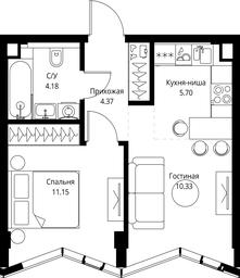 1-BD Apartment Sale, 35.73平方米 at MIRA, Mira Avenue, Moscow, Russia #2