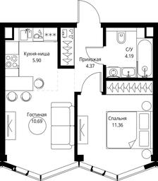 1-BD Apartment Sale, 36.51平方米 at MIRA, Mira Avenue, Moscow, Russia #3