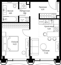 1-BD Apartment Sale, 45.76 sq. m. at MIRA, Mira Avenue, Moscow, Russia #3