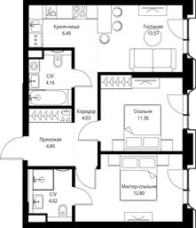 2-BD Apartment Sale, 58.32平方米 at MIRA, Mira Avenue, Moscow, Russia #3 2-BD Apartment Sale, 58.32平方米 at MIRA, Mira Avenue, Moscow, Russia #3