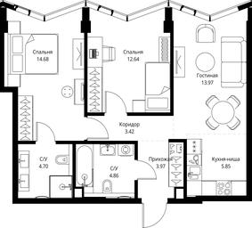 2-BD Apartment Sale, 64.09 sq. m. at MIRA, Mira Avenue, Moscow, Russia #4