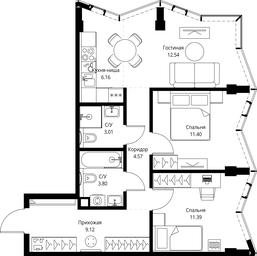 2-BD Apartment Sale, 61.99平方米 at MIRA, Mira Avenue, Moscow, Russia #2 2-BD Apartment Sale, 61.99平方米 at MIRA, Mira Avenue, Moscow, Russia #2