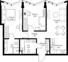 2-BD Apartment Sale, 64.12平方米 at MIRA, Mira Avenue, Moscow, Russia #3 2-BD Apartment Sale, 64.12平方米 at MIRA, Mira Avenue, Moscow, Russia #3