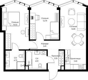 2-BD Apartment Sale, 64.59平方米 at MIRA, Mira Avenue, Moscow, Russia #4