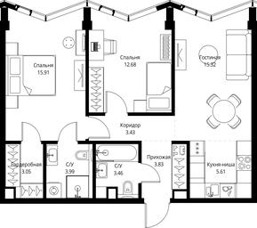 2-BD Apartment Sale, 67.28平方米 at MIRA, Mira Avenue, Moscow, Russia #4