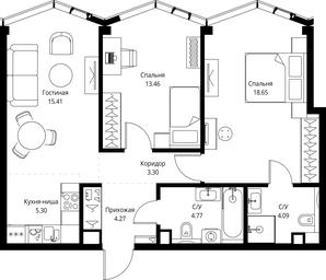 2-BD Apartment Sale, 69.25平方米 at MIRA, Mira Avenue, Moscow, Russia #4