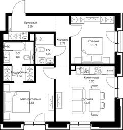 2-BD Apartment Sale, 61.6 sq. m. at MIRA, Mira Avenue, Moscow, Russia #2