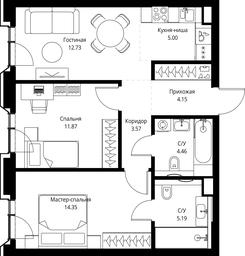 2-BD Apartment Sale, 61.32平方米 at MIRA, Mira Avenue, Moscow, Russia #4