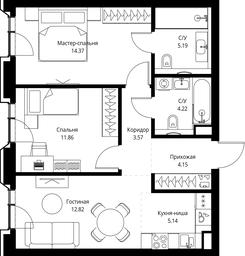 2-BD Apartment Sale, 61.32平方米 at MIRA, Mira Avenue, Moscow, Russia #4