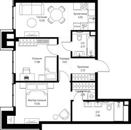 2-BD Apartment Sale, 66.42平方米 at MIRA, Mira Avenue, Moscow, Russia #2