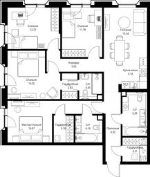 4-BD Apartment Sale, 107.33平方米 at MIRA, Mira Avenue, Moscow, Russia #2