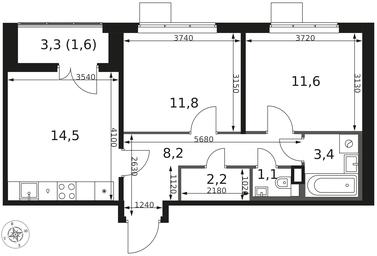 2-BD Apartment Sale, 54.4 sq. m. at 1 Himkinskij, zhiloy kompleks 1-y Khimkinskiy, kvartal Mezhdunarodny, mikrorayon Klyazma-Starbeyevo, Khimki, Moscow Region, Russia #2