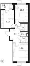 2-BD Apartment Sale, 57.6平方米 at 1 Himkinskij, zhiloy kompleks 1-y Khimkinskiy, kvartal Mezhdunarodny, mikrorayon Klyazma-Starbeyevo, Khimki, Moscow Region, Russia #3 2-BD Apartment Sale, 57.6平方米 at 1 Himkinskij, zhiloy kompleks 1-y Khimkinskiy, kvartal Mezhdunarodny, mikrorayon Klyazma-Starbeyevo, Khimki, Moscow Region, Russia #3