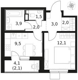 1-BD Apartment Sale, 36.1平方米 at 1 Himkinskij, zhiloy kompleks 1-y Khimkinskiy, kvartal Mezhdunarodny, mikrorayon Klyazma-Starbeyevo, Khimki, Moscow Region, Russia #3 1-BD Apartment Sale, 36.1平方米 at 1 Himkinskij, zhiloy kompleks 1-y Khimkinskiy, kvartal Mezhdunarodny, mikrorayon Klyazma-Starbeyevo, Khimki, Moscow Region, Russia #3