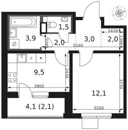 1-BD Apartment Sale, 36.1平方米 at 1 Himkinskij, zhiloy kompleks 1-y Khimkinskiy, kvartal Mezhdunarodny, mikrorayon Klyazma-Starbeyevo, Khimki, Moscow Region, Russia #2 1-BD Apartment Sale, 36.1平方米 at 1 Himkinskij, zhiloy kompleks 1-y Khimkinskiy, kvartal Mezhdunarodny, mikrorayon Klyazma-Starbeyevo, Khimki, Moscow Region, Russia #2