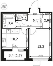 1-BD Apartment Sale, 37.7 sq. m. at 1 Himkinskij, zhiloy kompleks 1-y Khimkinskiy, kvartal Mezhdunarodny, mikrorayon Klyazma-Starbeyevo, Khimki, Moscow Region, Russia #2
