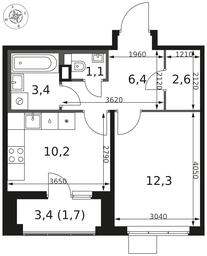 1-BD Apartment Sale, 37.7 sq. m. at 1 Himkinskij, zhiloy kompleks 1-y Khimkinskiy, kvartal Mezhdunarodny, mikrorayon Klyazma-Starbeyevo, Khimki, Moscow Region, Russia #4
