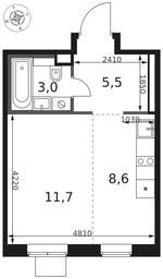 Apartment Sale, 28.8 sq. m. at 1 Himkinskij, zhiloy kompleks 1-y Khimkinskiy, kvartal Mezhdunarodny, mikrorayon Klyazma-Starbeyevo, Khimki, Moscow Region, Russia #4