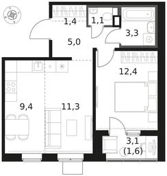 2-BD Apartment Sale, 45.5 sq. m. at 1 Himkinskij, zhiloy kompleks 1-y Khimkinskiy, kvartal Mezhdunarodny, mikrorayon Klyazma-Starbeyevo, Khimki, Moscow Region, Russia #3
