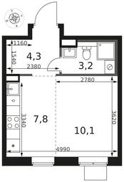 Apartment Sale, 25.4 sq. m. at 1 Himkinskij, zhiloy kompleks 1-y Khimkinskiy, kvartal Mezhdunarodny, mikrorayon Klyazma-Starbeyevo, Khimki, Moscow Region, Russia #4