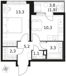 1-BD Apartment Sale, 37.4平方米 at 1 Himkinskij, zhiloy kompleks 1-y Khimkinskiy, kvartal Mezhdunarodny, mikrorayon Klyazma-Starbeyevo, Khimki, Moscow Region, Russia #3 1-BD Apartment Sale, 37.4平方米 at 1 Himkinskij, zhiloy kompleks 1-y Khimkinskiy, kvartal Mezhdunarodny, mikrorayon Klyazma-Starbeyevo, Khimki, Moscow Region, Russia #3