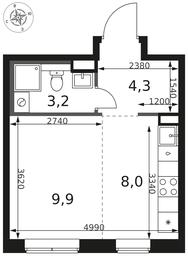 Apartment Sale, 25.4平方米 at 1 Himkinskij, zhiloy kompleks 1-y Khimkinskiy, kvartal Mezhdunarodny, mikrorayon Klyazma-Starbeyevo, Khimki, Moscow Region, Russia #2