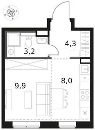 Apartment Sale, 25.4平方米 at 1 Himkinskij, zhiloy kompleks 1-y Khimkinskiy, kvartal Mezhdunarodny, mikrorayon Klyazma-Starbeyevo, Khimki, Moscow Region, Russia #3