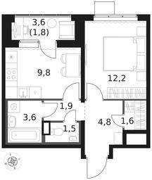 1-BD Apartment Sale, 37.2平方米 at 1 Himkinskij, zhiloy kompleks 1-y Khimkinskiy, kvartal Mezhdunarodny, mikrorayon Klyazma-Starbeyevo, Khimki, Moscow Region, Russia #3 1-BD Apartment Sale, 37.2平方米 at 1 Himkinskij, zhiloy kompleks 1-y Khimkinskiy, kvartal Mezhdunarodny, mikrorayon Klyazma-Starbeyevo, Khimki, Moscow Region, Russia #3