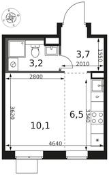 Apartment Sale, 23.5 sq. m. at 1 Himkinskij, zhiloy kompleks 1-y Khimkinskiy, kvartal Mezhdunarodny, mikrorayon Klyazma-Starbeyevo, Khimki, Moscow Region, Russia #2