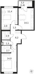 2-BD Apartment Sale, 57.9平方米 at 1 Himkinskij, zhiloy kompleks 1-y Khimkinskiy, kvartal Mezhdunarodny, mikrorayon Klyazma-Starbeyevo, Khimki, Moscow Region, Russia #3 2-BD Apartment Sale, 57.9平方米 at 1 Himkinskij, zhiloy kompleks 1-y Khimkinskiy, kvartal Mezhdunarodny, mikrorayon Klyazma-Starbeyevo, Khimki, Moscow Region, Russia #3