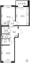 2-BD Apartment Sale, 57.9平方米 at 1 Himkinskij, zhiloy kompleks 1-y Khimkinskiy, kvartal Mezhdunarodny, mikrorayon Klyazma-Starbeyevo, Khimki, Moscow Region, Russia #2 2-BD Apartment Sale, 57.9平方米 at 1 Himkinskij, zhiloy kompleks 1-y Khimkinskiy, kvartal Mezhdunarodny, mikrorayon Klyazma-Starbeyevo, Khimki, Moscow Region, Russia #2