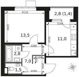 1-BD Apartment Sale, 37.2 sq. m. at 1 Himkinskij, zhiloy kompleks 1-y Khimkinskiy, kvartal Mezhdunarodny, mikrorayon Klyazma-Starbeyevo, Khimki, Moscow Region, Russia #4