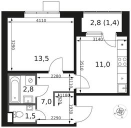 1-BD Apartment Sale, 37.2 sq. m. at 1 Himkinskij, zhiloy kompleks 1-y Khimkinskiy, kvartal Mezhdunarodny, mikrorayon Klyazma-Starbeyevo, Khimki, Moscow Region, Russia #4
