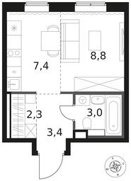 Apartment Sale, 24.9 sq. m. at 1 Himkinskij, zhiloy kompleks 1-y Khimkinskiy, kvartal Mezhdunarodny, mikrorayon Klyazma-Starbeyevo, Khimki, Moscow Region, Russia #3 Apartment Sale, 24.9 sq. m. at 1 Himkinskij, zhiloy kompleks 1-y Khimkinskiy, kvartal Mezhdunarodny, mikrorayon Klyazma-Starbeyevo, Khimki, Moscow Region, Russia #3