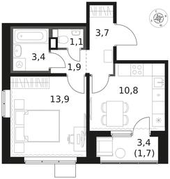 1-BD Apartment Sale, 36.5 sq. m. at 1 Himkinskij, zhiloy kompleks 1-y Khimkinskiy, kvartal Mezhdunarodny, mikrorayon Klyazma-Starbeyevo, Khimki, Moscow Region, Russia #3 1-BD Apartment Sale, 36.5 sq. m. at 1 Himkinskij, zhiloy kompleks 1-y Khimkinskiy, kvartal Mezhdunarodny, mikrorayon Klyazma-Starbeyevo, Khimki, Moscow Region, Russia #3